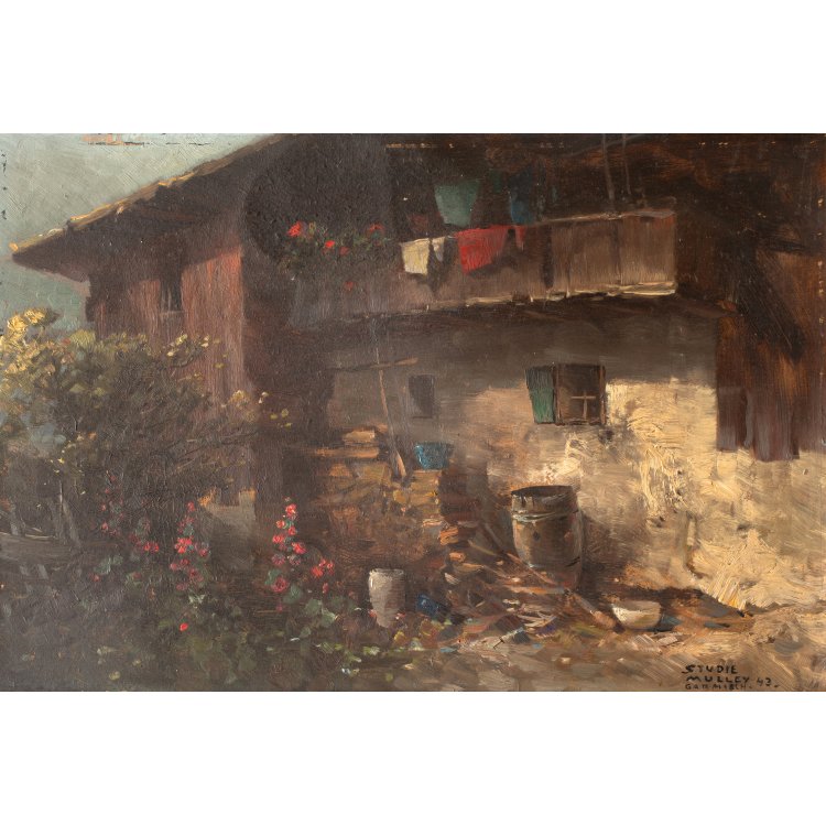 Hauptbild zu Objekt, View of a mountain farm, 1943, Oskar Mulley, K-15 225
