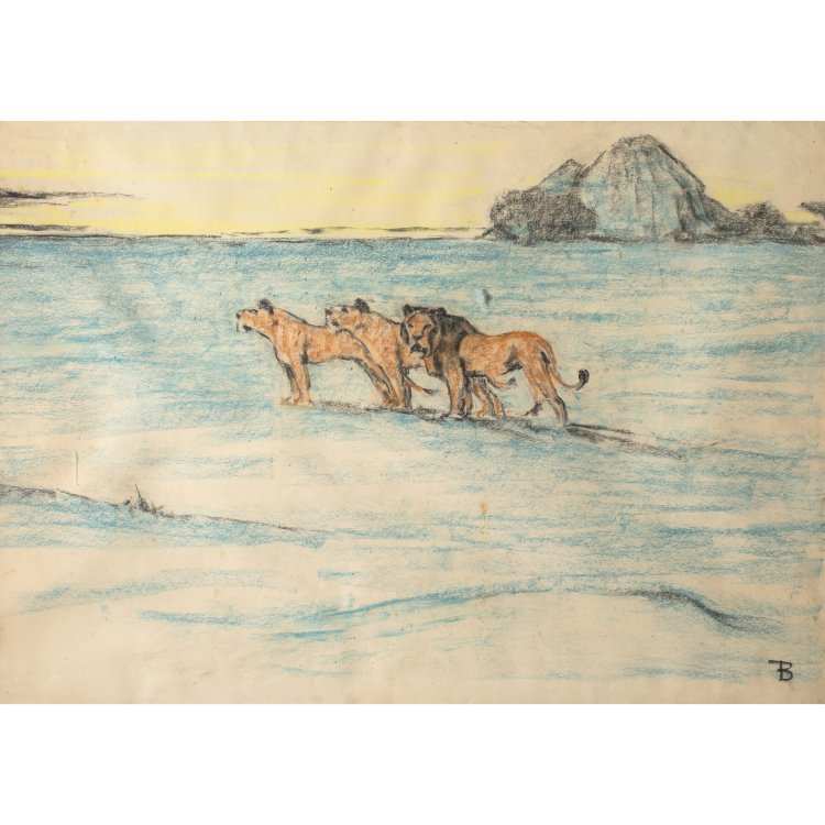 Hauptbild zu Objekt, Lions in the steppe, Fritz Behn, K-15 241