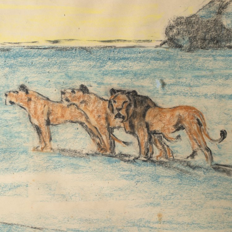 Bild 2 zu Objekt, Lions in the steppe, Fritz Behn, K-15 241
