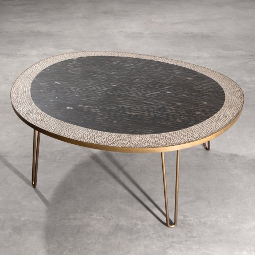 Round oval mosaic coffee table