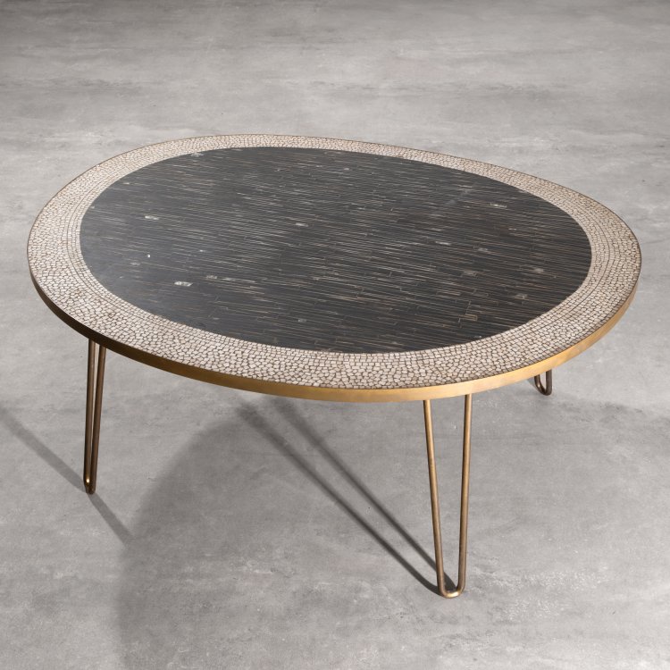 Hauptbild zu Objekt, Round oval mosaic coffee table, Berthold M&uuml;ller-Oerlinghausen, K-15 432