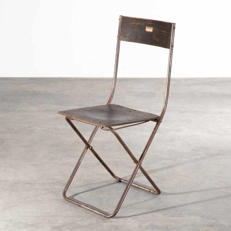 Hauptbild zu Objekt, Folding chair for the Volkshaus, Probstzella, Alfred Arndt, Schlosserei Itting, K-15 395
