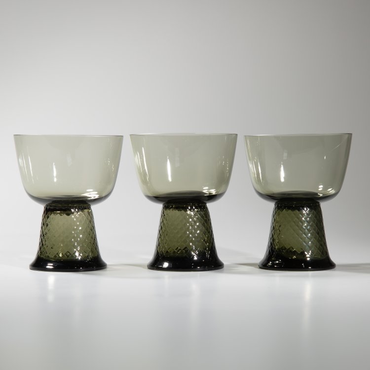 Bild 1 zu Objekt, 3 seltene Weingl&auml;ser / Schoppengl&auml;ser / Schoppenr&ouml;mer, Wilhelm Wagenfeld, VLG AG, Wei&szlig;wasser, K-15 422