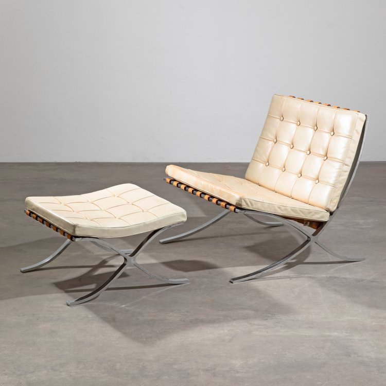 Hauptbild zu Objekt, Lounge Sessel Modell Barcelona + Ottomane, Ludwig Mies van der Rohe, Knoll International, K-15 416