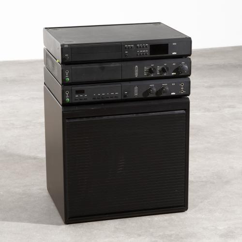 Atelier Anlage Turm, Verstärker A 2, Kassettenrekorder C 2,  CD Spieler CD 2, Geräteschrank GS
