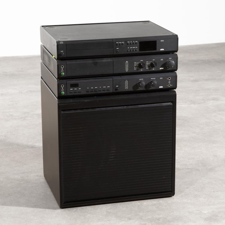 Hauptbild zu Objekt, Studio system tower, amplifier A 2, cassette recorder C 2, CD player CD 2, equipment cabinet GS, Peter Hartwein,Dieter Rams, Braun, K-15O 72