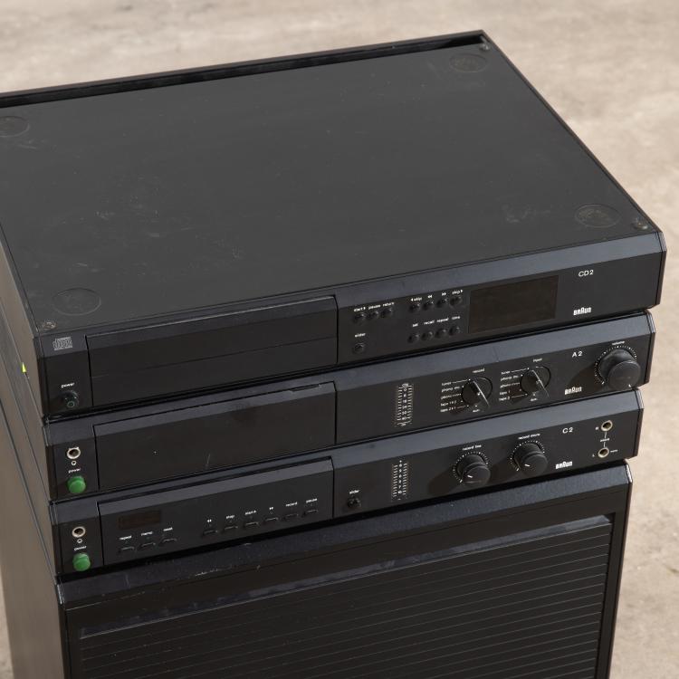 Bild 2 zu Objekt, Studio system tower, amplifier A 2, cassette recorder C 2, CD player CD 2, equipment cabinet GS, Peter Hartwein,Dieter Rams, Braun, K-15O 72