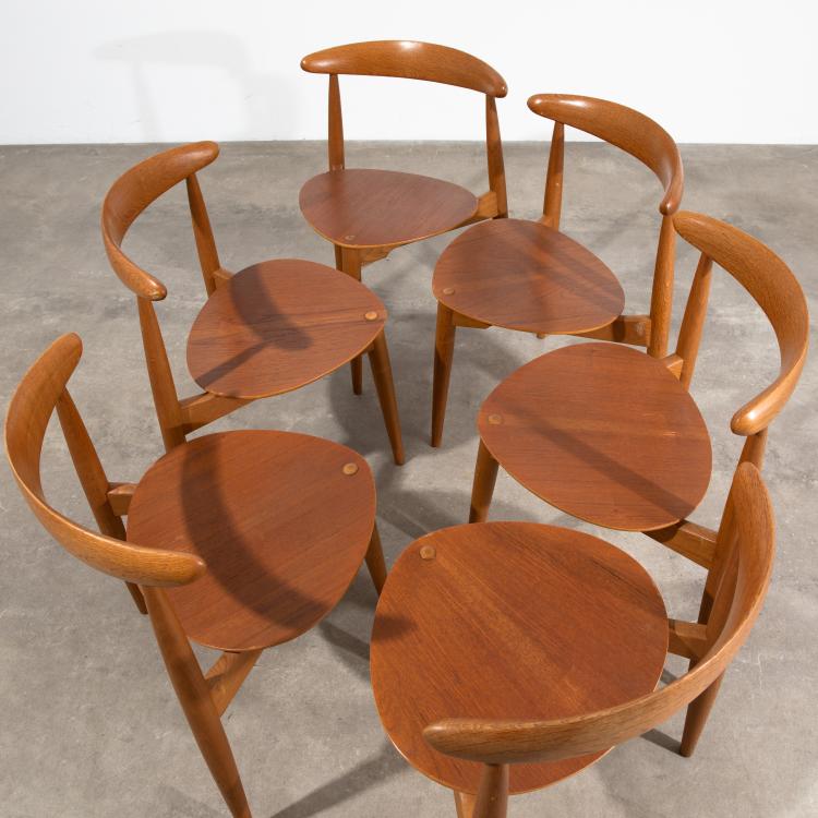 Bild 1 zu Objekt, 6 St&uuml;hle Modell Hjertestole / Herzst&uuml;hle 4103, Hans J. Wegner, Fritz Hansen, K-16B 678