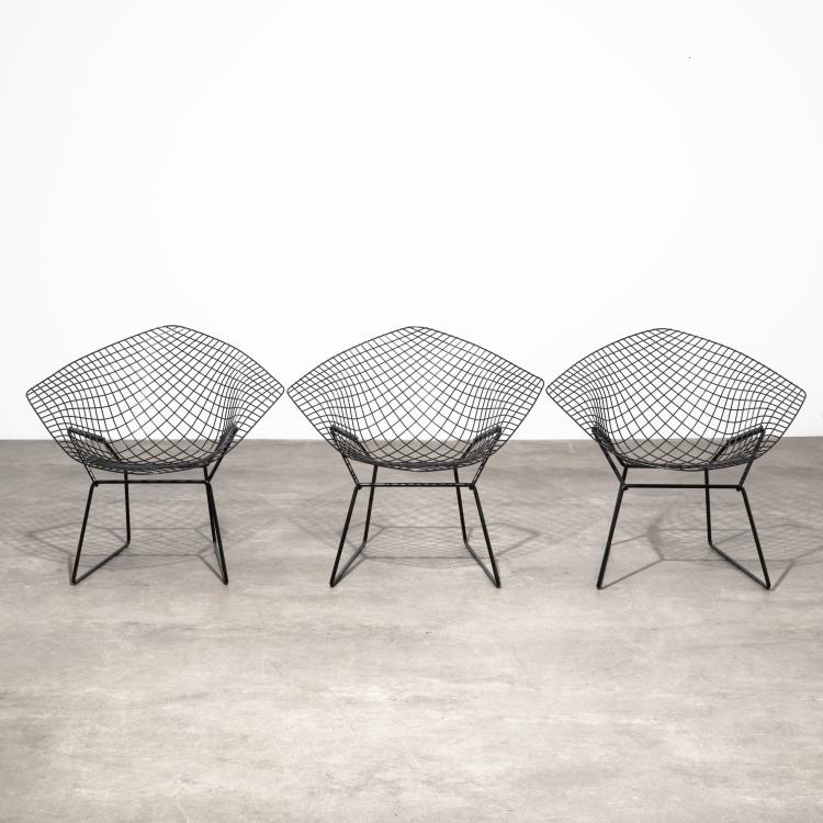 Bild 1 zu Objekt, 3 Sessel Modell Diamond, Harry Bertoia, Knoll Interational, K-16B 658