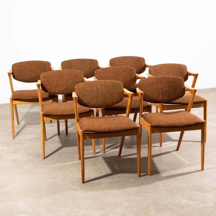 Bild 6 zu Objekt, 8 St&uuml;hle Modell 42 + Esstischen + 2 Einlegeplatten, Kai Kristiansen, Schou Andersen, K-16B 700