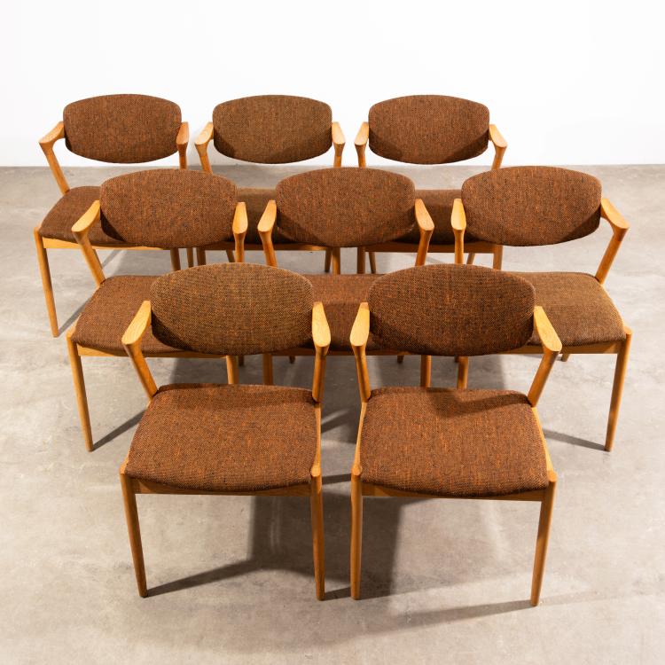 Bild 7 zu Objekt, 8 St&uuml;hle Modell 42 + Esstischen + 2 Einlegeplatten, Kai Kristiansen, Schou Andersen, K-16B 700