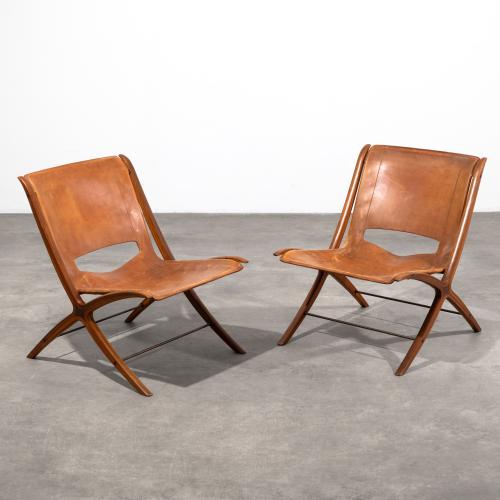2 plywood armchairs model X Chair 6103