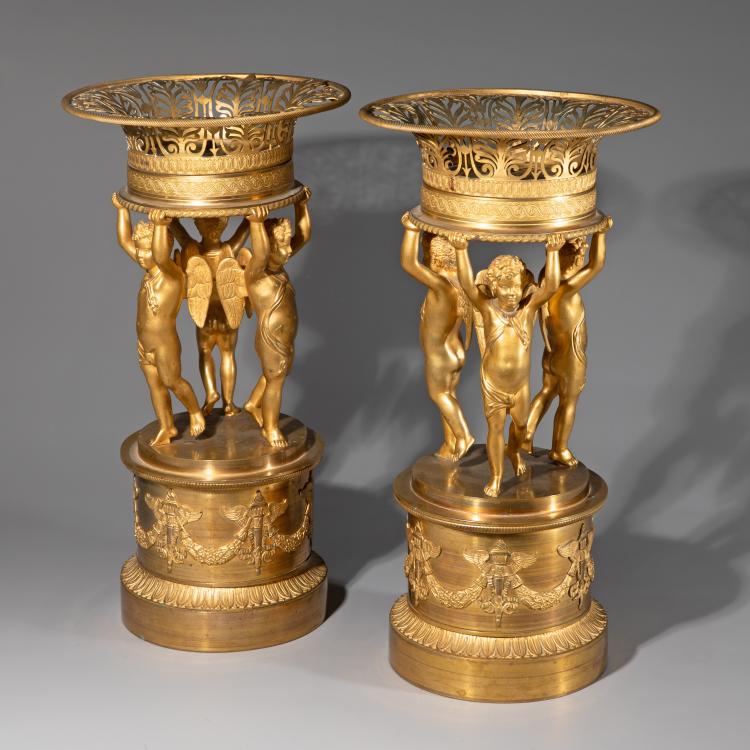 Hauptbild zu Objekt, Paar Empire-Tafelaufs&auml;tze, um 1815/20, Feuchere, Pierre Fran&ccedil;ois (zug. / attr.), K-16A 60