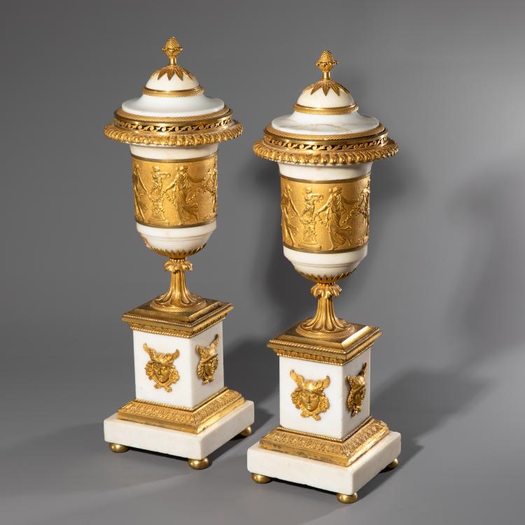 Hauptbild zu Objekt, Paar Directoire Cassolettes Br&ucirc;le Parfum, um 1800, H&eacute;ricourt, Jean-Baptiste (zug./attr.), K-16A 34