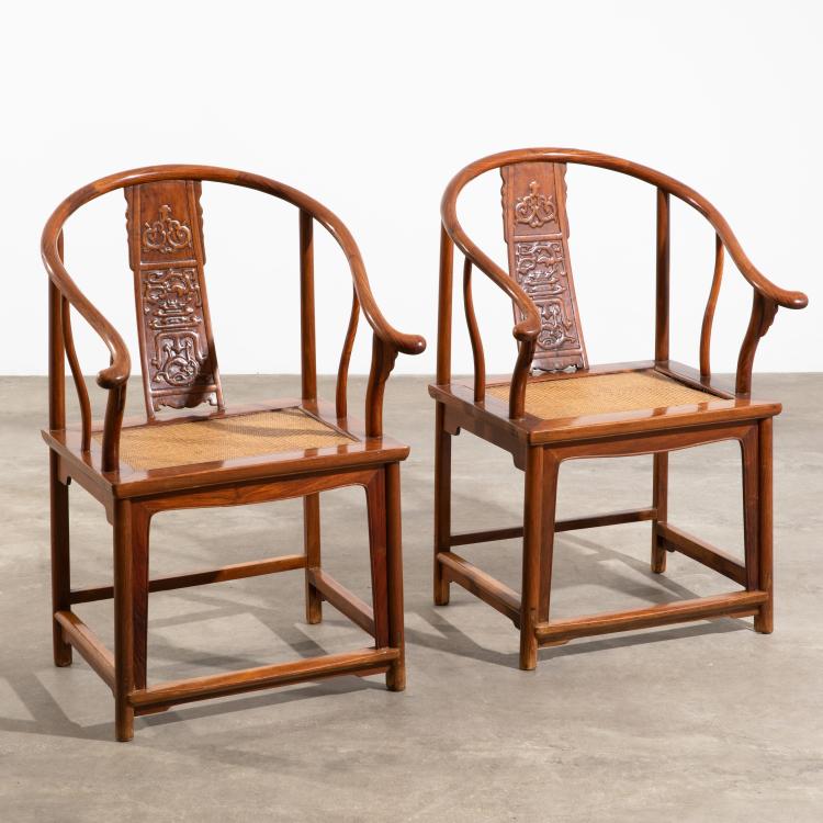 Hauptbild zu Objekt, Paar St&uuml;hle mit hufeisenf&ouml;rmiger Lehne (quanyi), K-16A 7