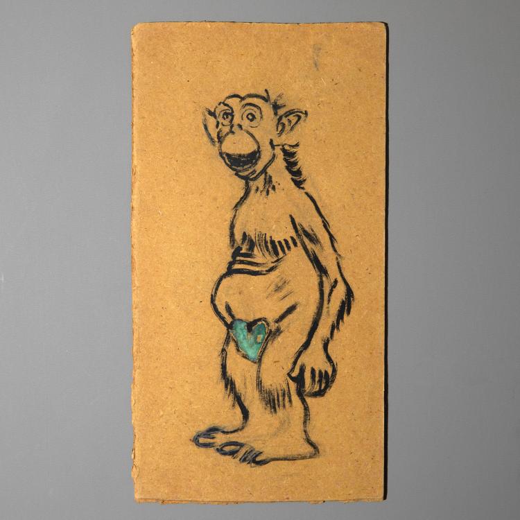 Bild 1 zu Objekt, Skizze Schimpanse und Liebespaar, Christian Rohlfs, K-16B 321