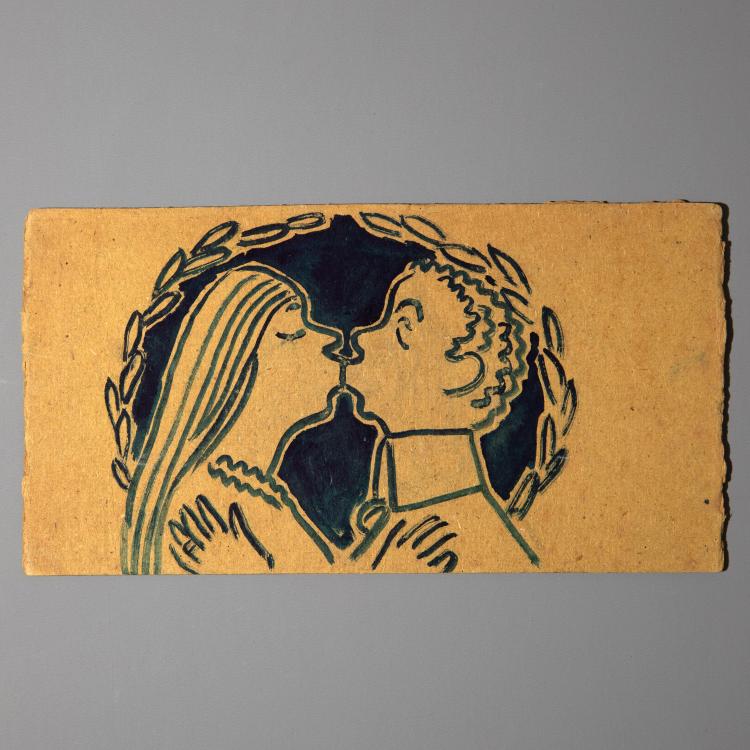 Bild 3 zu Objekt, Skizze Schimpanse und Liebespaar, Christian Rohlfs, K-16B 321