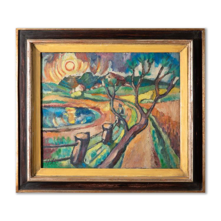 Bild 1 zu Objekt, 'Landschaft mit kreisender Sonne', wohl 1920er Jahre, K-16B 312