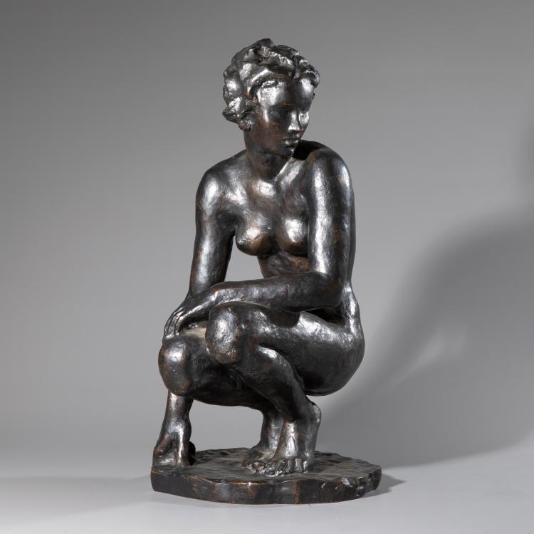 Hauptbild zu Objekt, Bronze 'Hockende', 1926, Fritz Klimsch, Noack, H., Berlin, K-16B 287