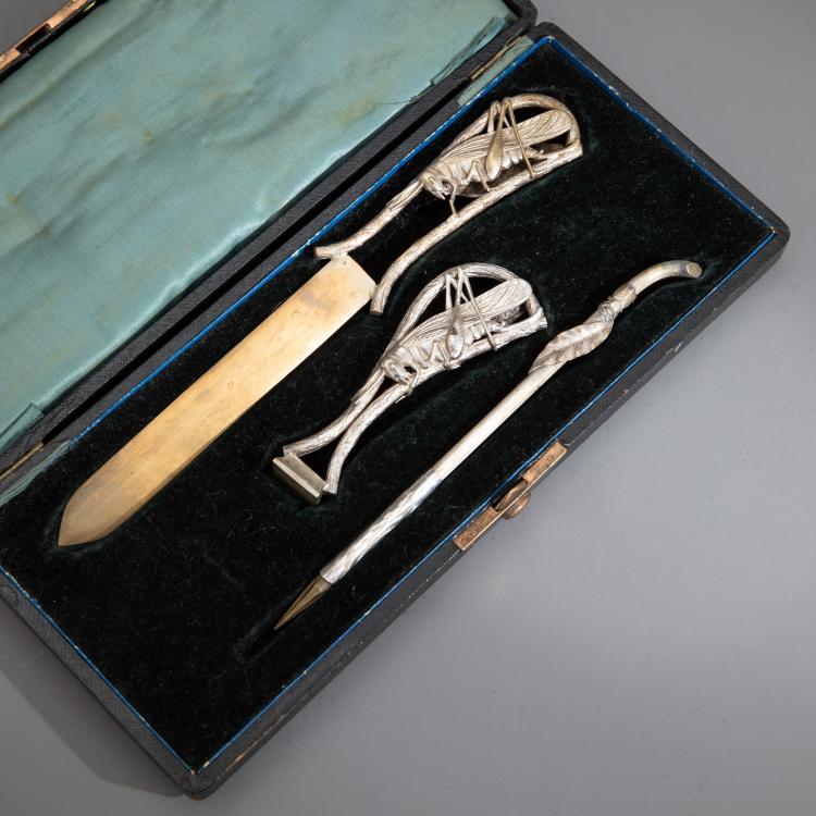 Bild 4 zu Objekt, 12 Messerb&auml;nkchen und Schreibset, um 1920, Frankreich, K-16A 85