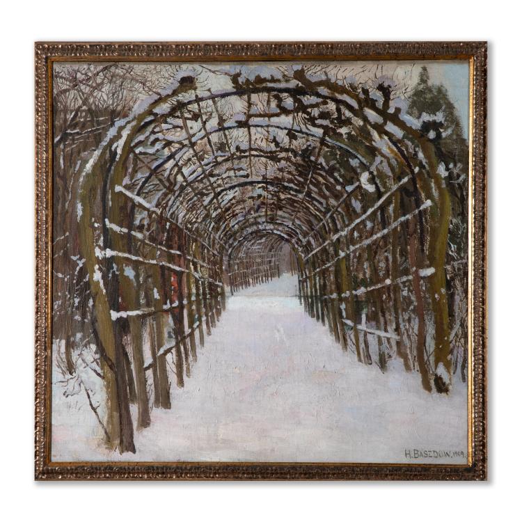 Bild 1 zu Objekt, Verschneiter Laubengang im Park von Schlo&szlig; Sanssouci, 1909, K-16B 310