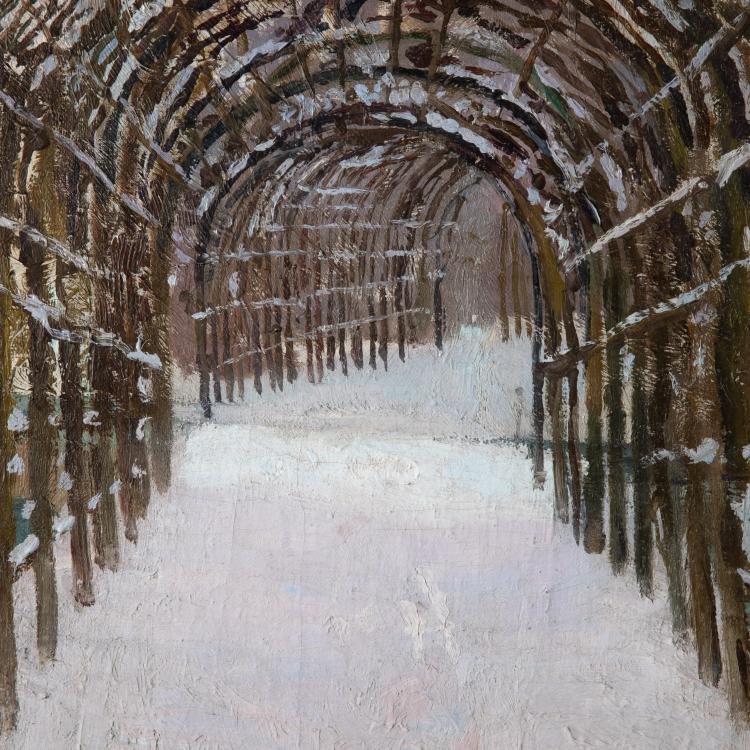 Bild 2 zu Objekt, Verschneiter Laubengang im Park von Schlo&szlig; Sanssouci, 1909, K-16B 310