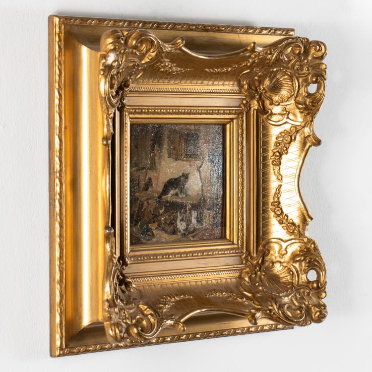 Bild 4 zu Objekt, 'Katze mit vier jungen vor Bauernhaus', Julius II Adam, K-16B 305