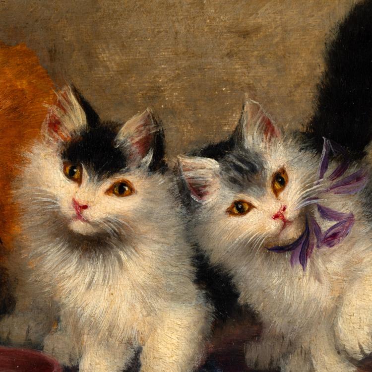 Bild 3 zu Objekt, 'Katzen und Welpen am Milchnapf', K-16B 306