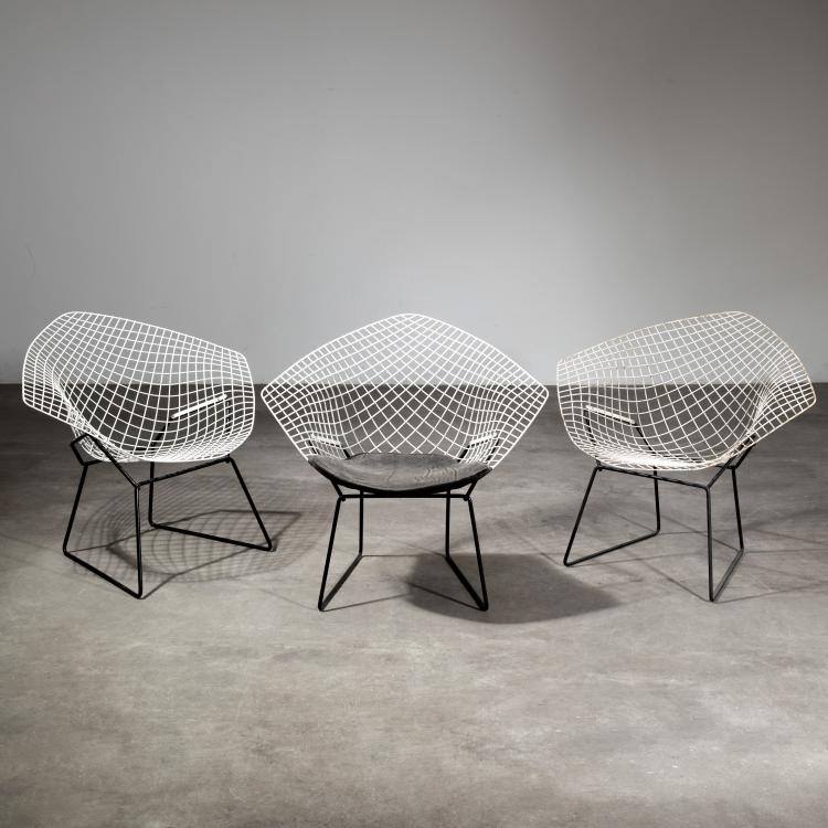 Hauptbild zu Objekt, 3 Sessel Modell Diamond, Harry Bertoia, Knoll International, K-16B 659