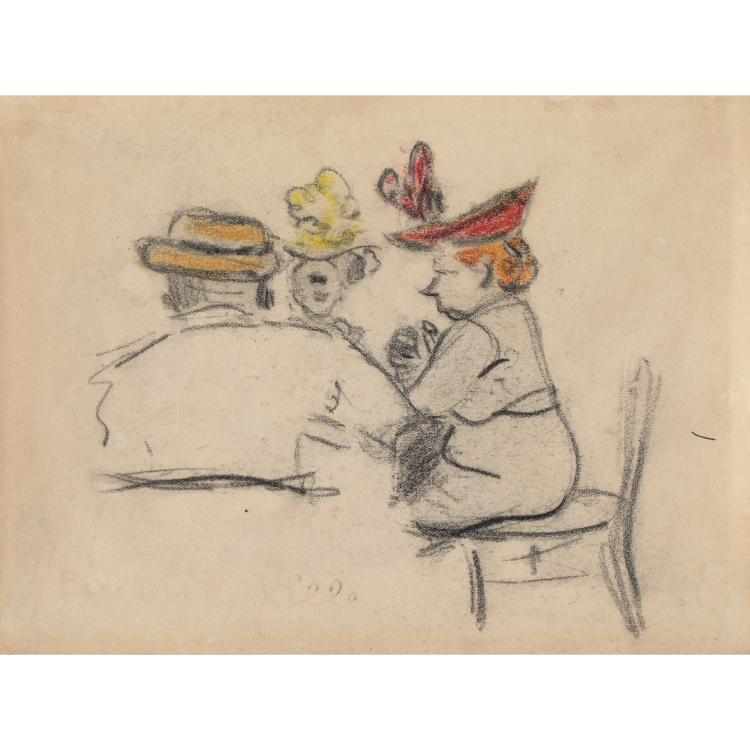 Hauptbild zu Objekt, Three people at the table, Heinrich Zille, K-16B 314