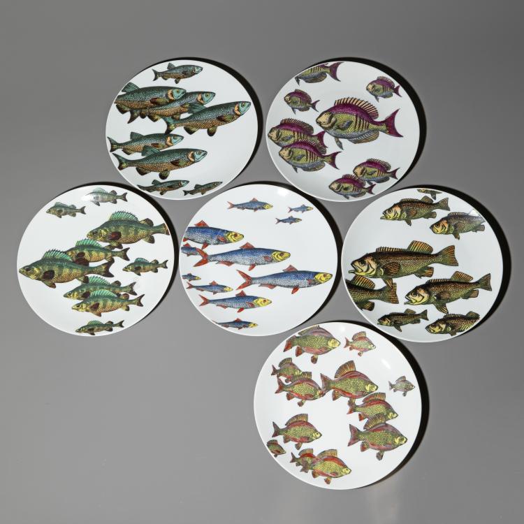 Bild 1 zu Objekt, 6 Teller Modell Passajedi Pesci, Piero Fornasetti, Fornasetti, K-16B 708