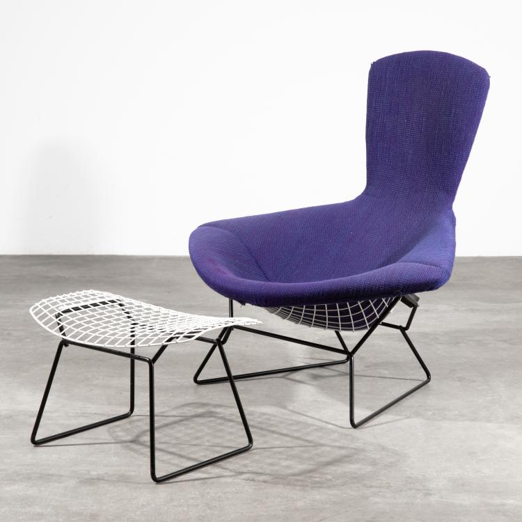 Hauptbild zu Objekt, Lounge Sessel Modell Bird Chair + Ottomane, Harry Bertoia, Knoll International, K-16B 662