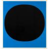 'Black round on blue'