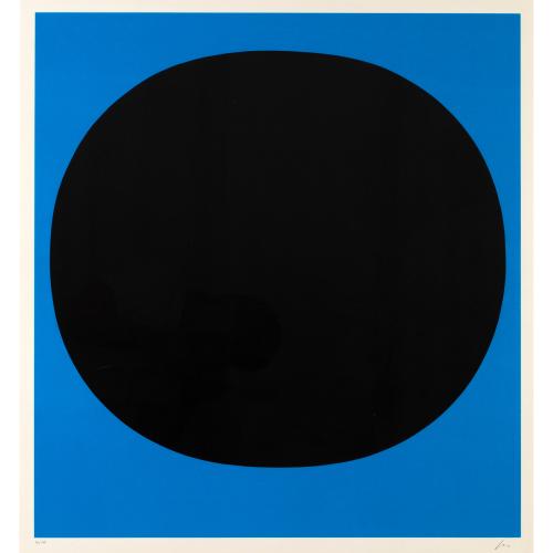 'Schwarzes Rund auf blau'