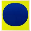 'Blue round on bright yellow'