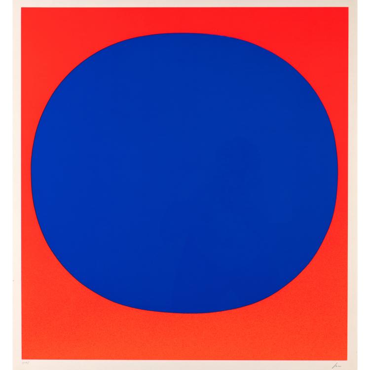 Hauptbild zu Objekt, 'Blaues Runs auf leuchtrot warm', Rupprecht Geiger, K-16B 498