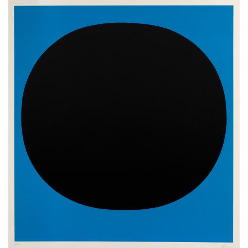 'Schwarzes rund auf Blau'