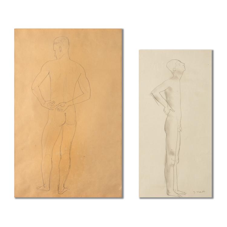 Hauptbild zu Objekt, Knabenakt und Aktdarstellung Adolf Schorling, ca. 1920er Jahre, Gerhard Marcks, K-16B 323