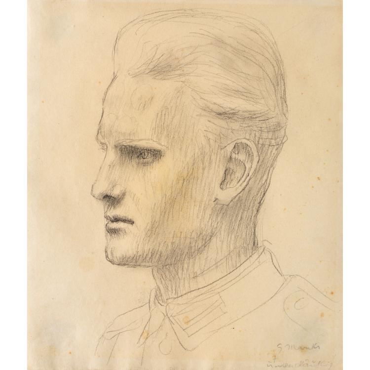 Hauptbild zu Objekt, Zeichnung Portrait, Gerhard Marcks, K-16B 324
