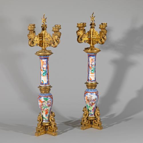 Paar montierte Girandolen im chinoisen Stil