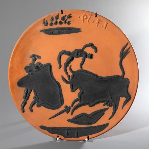 Großer Teller 'Cogida' aus der Serie 'Tauromachie' 1959