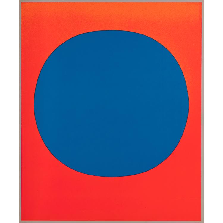 Hauptbild zu Objekt, 'Komposition / blau auf leuchtrot und orange', Rupprecht Geiger, K-16B 493