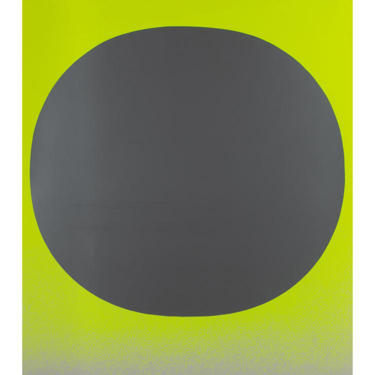 Hauptbild zu Objekt, 'Silbernes Rund auf leuchtgelb', Rupprecht Geiger, K-16B 492