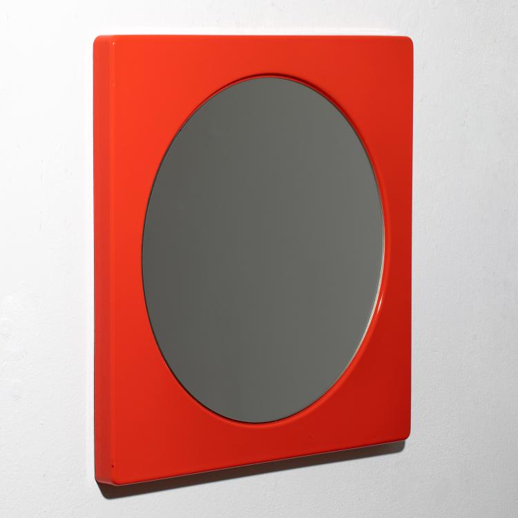 Hauptbild zu Objekt, Seltener Emaille Spiegel, Verner Panton, J. L&uuml;ber / Emalco Corg&eacute;mont, K-16B 703
