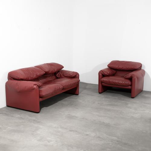 Sessel + Zweisitzer Sofa Modell Maralunga