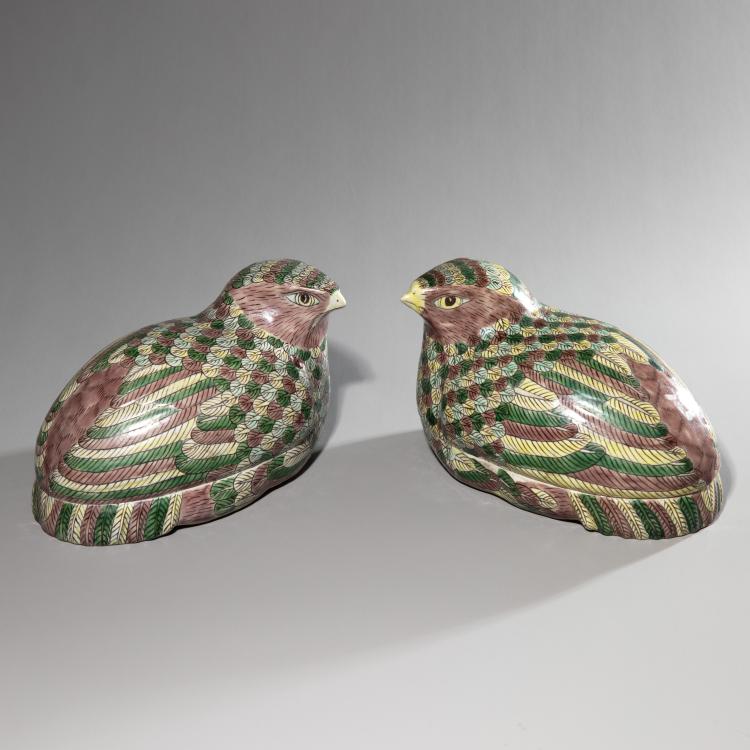 Hauptbild zu Objekt, Paar Dosen in Form von Wachteln, K-16A 13