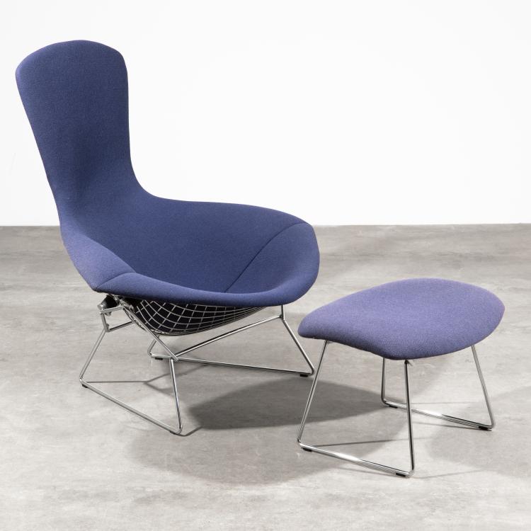 Hauptbild zu Objekt, Lounge Sessel Modell Bird Chair + Ottomane, Harry Bertoia, Knoll International, K-16B 663