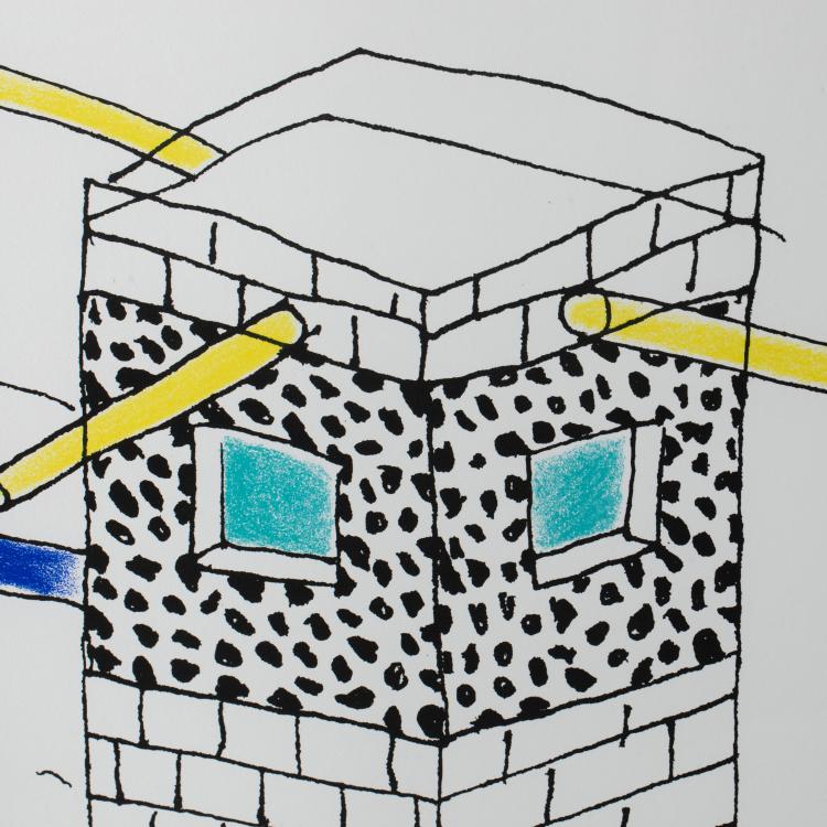Bild 2 zu Objekt, Gro&szlig;e, limitierte Serigraphie 'Architettura con due torri' 22/100, Ettore Sottsass, K&agrave;los Studio, Cesenatico Italy, K-16B 754