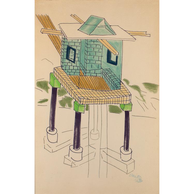Hauptbild zu Objekt, Signierte und limitierte Serigraphie 'Una Torre in California', Ettore Sottsass, K-16B 753