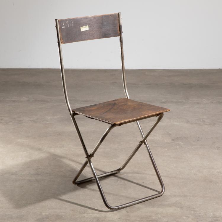 Hauptbild zu Objekt, Folding chair for the Volkshaus, Probstzella, Alfred Arndt, Schlosserei Itting, K-16B 547